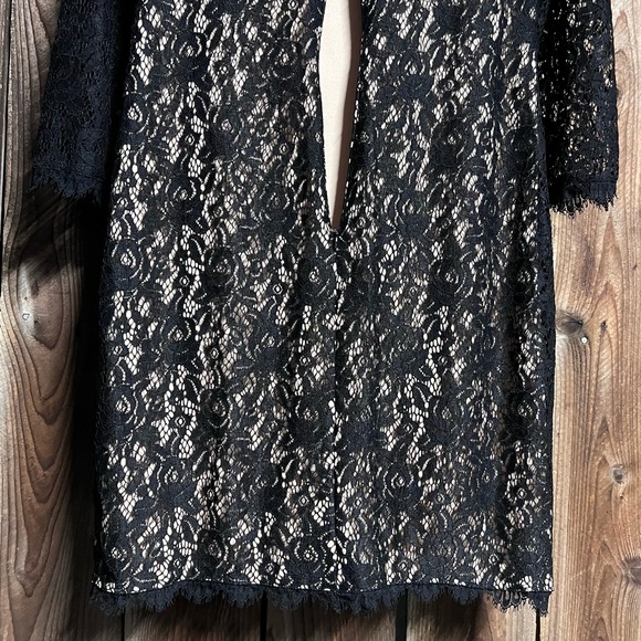 Eliza J Black Lace Whimsigoth Cocktail Party Fancy Dinner Bodycon Dress Sz 10 - Picture 12 of 13